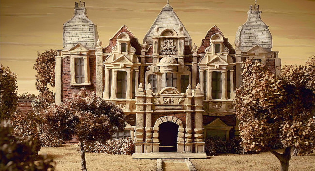 Обои картинки фото рисованное, города, деревья, здание