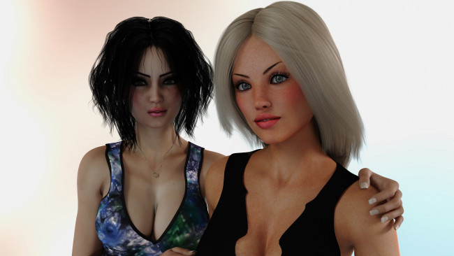 Обои картинки фото 3д графика, люди , people, фон, взгляд, девушки