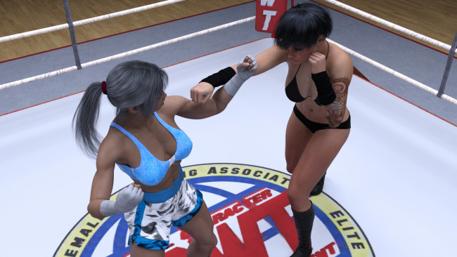 Обои картинки фото 3д графика, спорт , sport, ринг, фон, взгляд, бокс, девушки