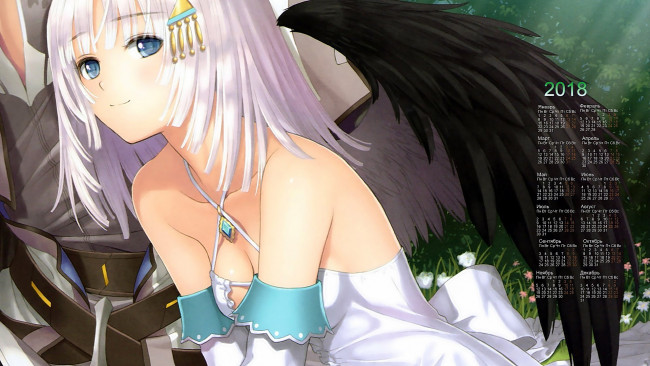 Обои картинки фото календари, аниме, украшения, девушка