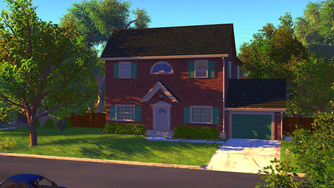 Обои картинки фото рисованное, города, дорога, дом, деревья