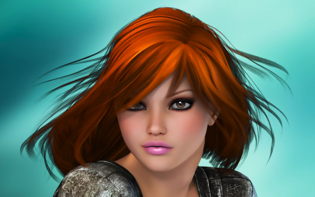 Обои картинки фото 3д графика, портрет , portraits, губы, взгляд, красивая