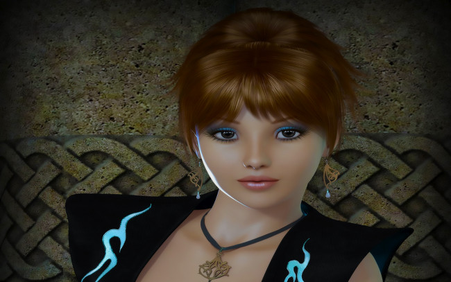 Обои картинки фото 3д графика, портрет , portraits, взгляд, красивая, милая