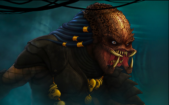 Обои картинки фото фэнтези, ангелы, клыки, взгляд, хищник