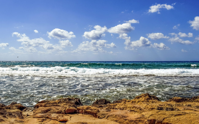 Обои картинки фото природа, побережье, облака, волны, море