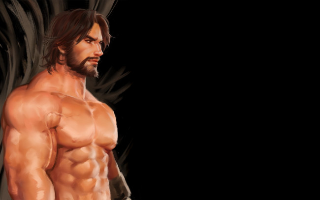 Обои картинки фото рисованное, люди, торс, мужчина, борода, мускулатура