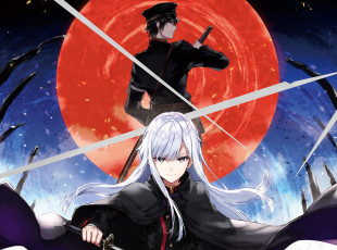 Картинка аниме оружие +техника +технологии девушка парень