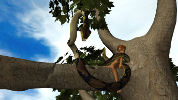 Картинка 3д+графика фантазия+ fantasy взгляд девушка змея фон