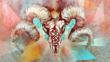 Картинка фэнтези нежить баран рога треугольники череп