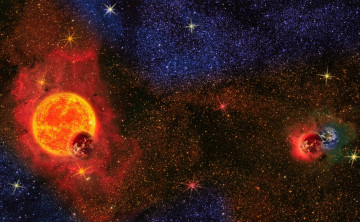 Картинка космос арт звезды галактики планеты вселенная