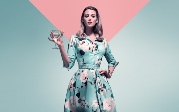 Картинка девушки blake+lively бокал актриса платье