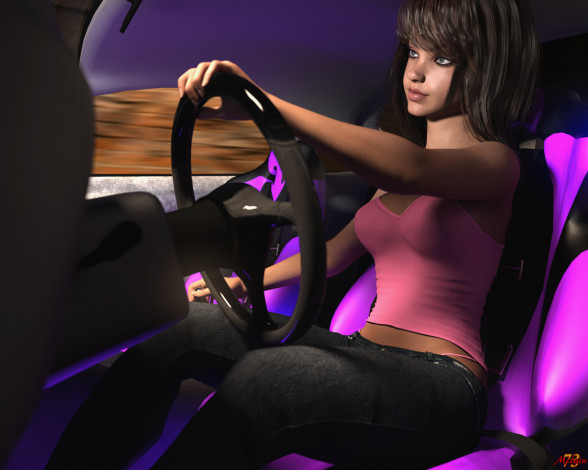 Обои картинки фото 3д графика, люди-авто, мото , people- car ,  moto, фон, взгляд, девушка