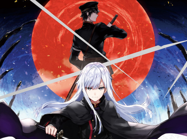 Обои картинки фото аниме, оружие,  техника,  технологии, девушка, парень