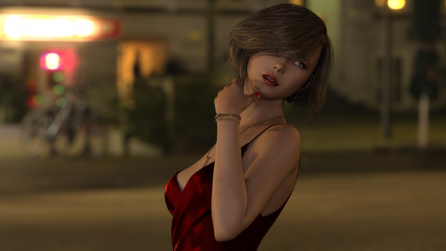 Обои картинки фото 3д графика, люди , people, девушка, фон, взгляд