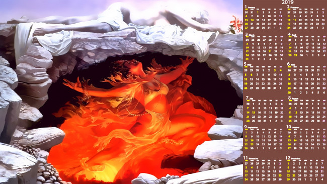 Обои картинки фото календари, фэнтези, женщина, камни