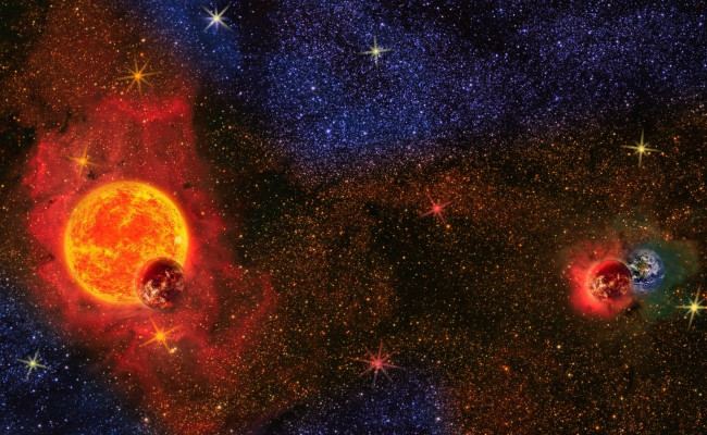 Обои картинки фото космос, арт, звезды, галактики, планеты, вселенная