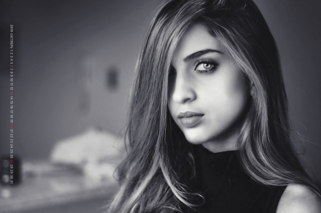 Обои картинки фото календари, компьютерный дизайн, 2019, calendar, женщина, девушка, лицо, взгляд