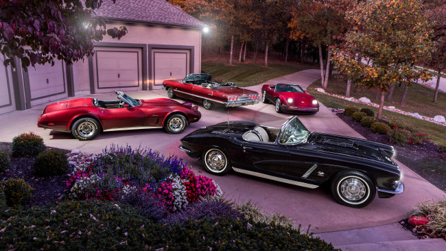 Обои картинки фото автомобили, chevrolet, импала, и, корветы