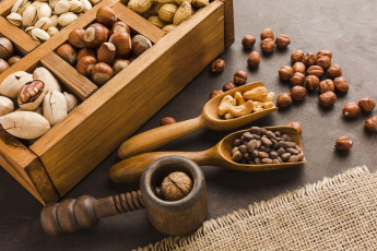 Картинка еда орехи +каштаны +какао-бобы фундук кешью грецкие ассорти