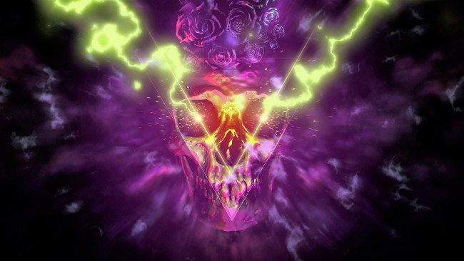 Обои картинки фото 3д графика, ужас , horror, череп, розы