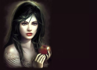 обоя фэнтези, девушки, девушка, лицо, яблоки
