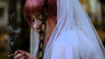 Картинка девушки tenletters образ лицо фата невеста сигареты цепь