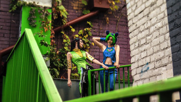 Картинка девушки tenletters образы косплей наряды костюмы дом перила дикий виноград