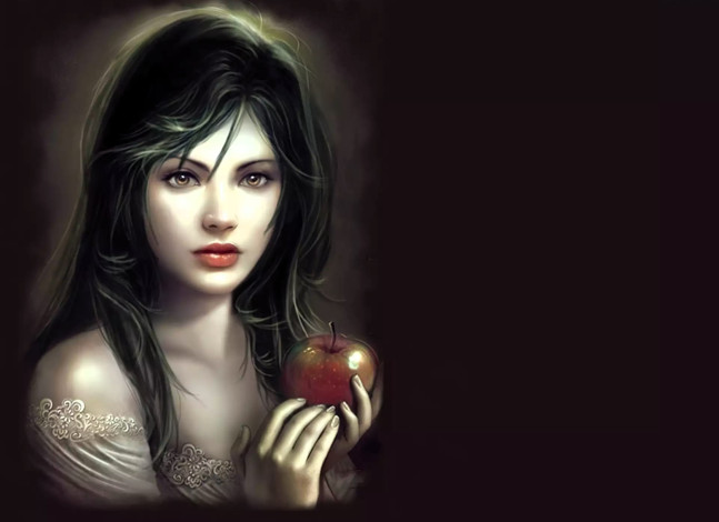 Обои картинки фото фэнтези, девушки, девушка, лицо, яблоки