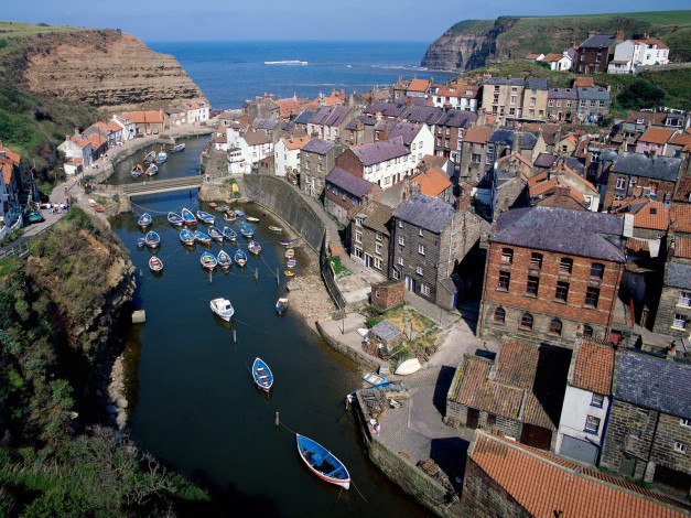 Обои картинки фото staithes, near, whitby, england, города