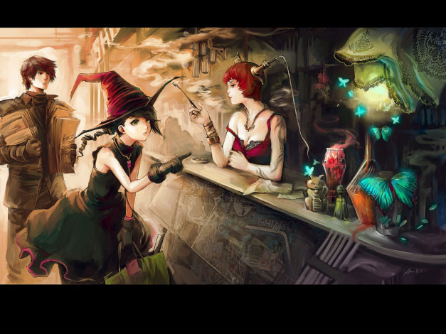 Обои картинки фото аниме, halloween, magic