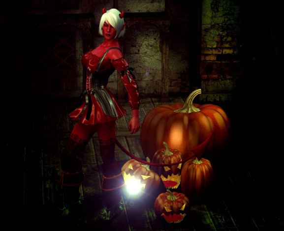 Обои картинки фото 3д, графика, holidays, праздники, тыквы, существо