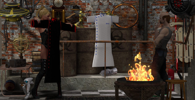 Обои картинки фото 3д, графика, people, люди, одежда, девушка, мужчина, огонь