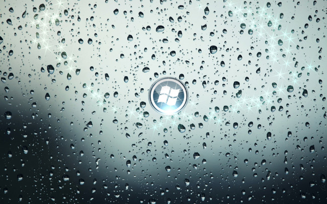 Обои картинки фото компьютеры, windows, vista, longhorn, капли, стекло