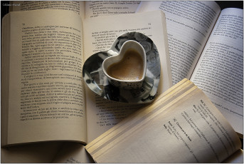 Картинка еда кофе кофейные зёрна книги сердечко чашка