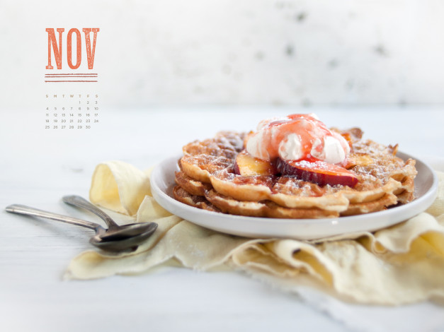 Обои картинки фото календари, еда, крем, вафли, десерт