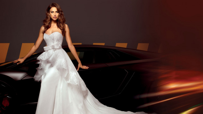Обои картинки фото автомобили, авто, девушками, фон, платье, девушка, автомобиль