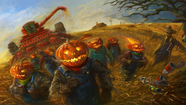 Обои картинки фото праздничные, хэллоуин, тыквы