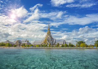 Картинка sothorn temple chachoengsao province thailand города буддистские другие храмы вода набережная храм тайланд
