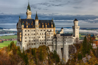 Картинка neuschwanstein castle bavaria germany города замок нойшванштайн германия бавария скала