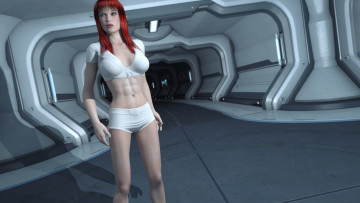 Картинка 3д+графика фантазия+ fantasy взгляд девушка рыжая фон