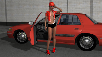 Картинка автомобили 3d+car&girl девушка взгляд фон автомобиль