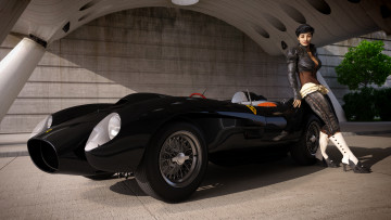 Картинка автомобили 3d+car&girl девушка взгляд фон автомобиль