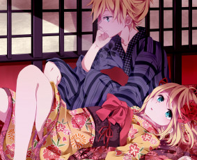 Картинка аниме vocaloid взгляд девушка фон