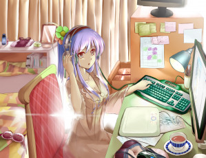 Картинка аниме unknown +другое взгляд фон девушка