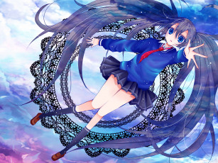 Картинка аниме vocaloid девушка взгляд фон