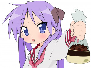 Картинка аниме lucky+star взгляд девушка фон