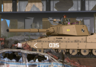 Картинка 3д+графика фантазия+ fantasy взгляд девушка фон танк