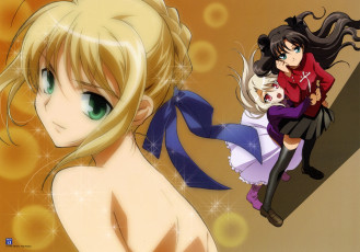 Картинка аниме fate stay+night девушка взгляд фон