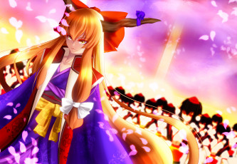 Картинка аниме touhou взгляд девушка фон