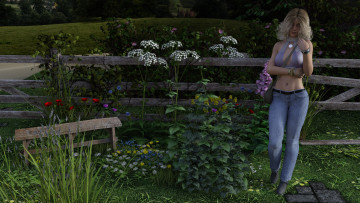 Картинка 3д+графика люди+ people девушка взгляд фон